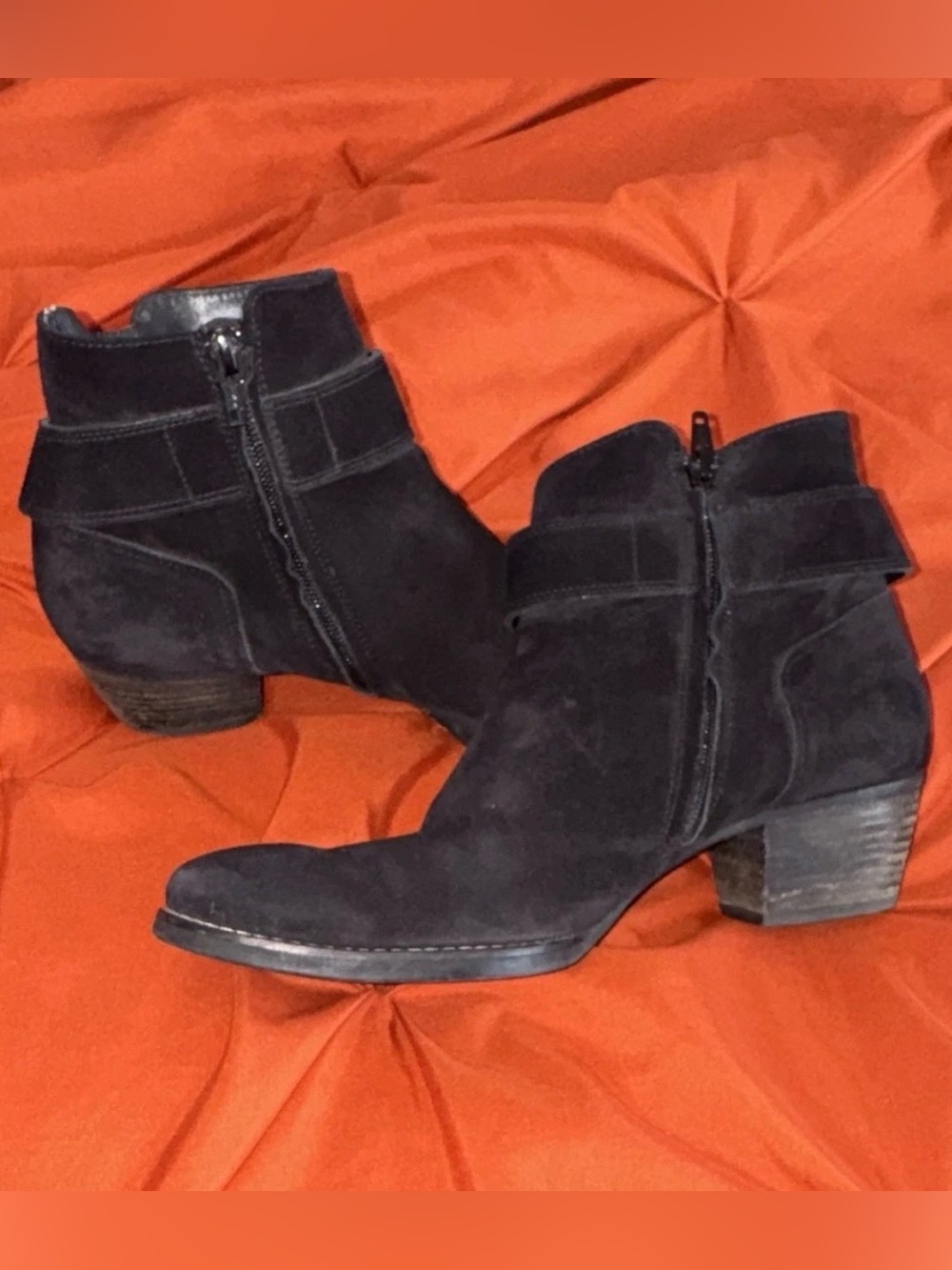 Women's PAUL GREEN Black Suede Ankle Boots with Side Zip